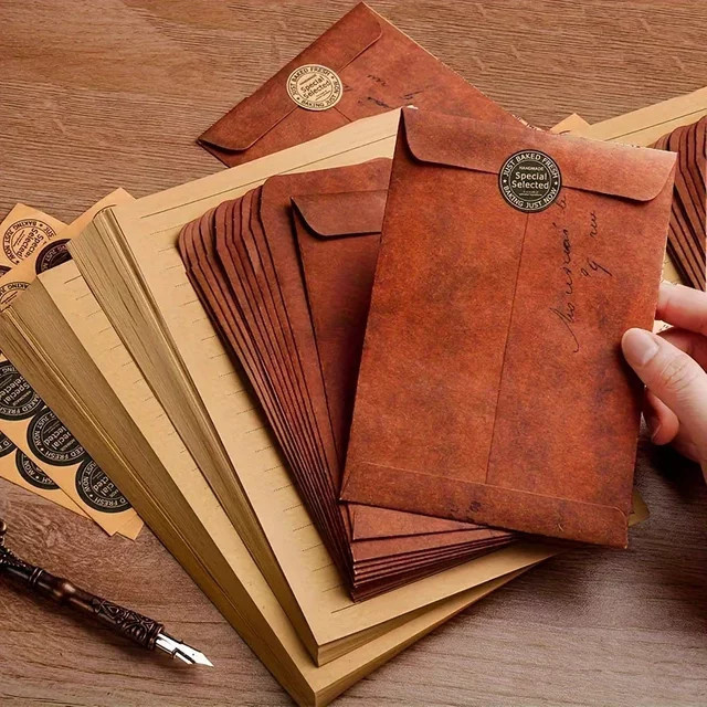 10 Stück Vintage Lederumschläge in Braun für Hochzeiten im antiken Stil - Bild 1