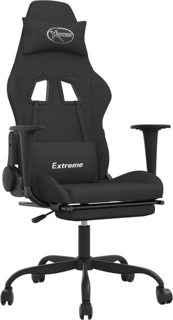vidaXL Gaming-Stuhl mit Massagefunktion und Fußstütze in Schwarz aus Stoff - Bild 1