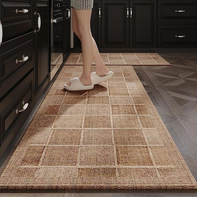 Japanische Küchenmatte Lodestar in Beige, rutschfeste und schnelltrocknende Bodenmatte aus Polyester und Jute, B/T: 70 x 45 cm - Bild 1