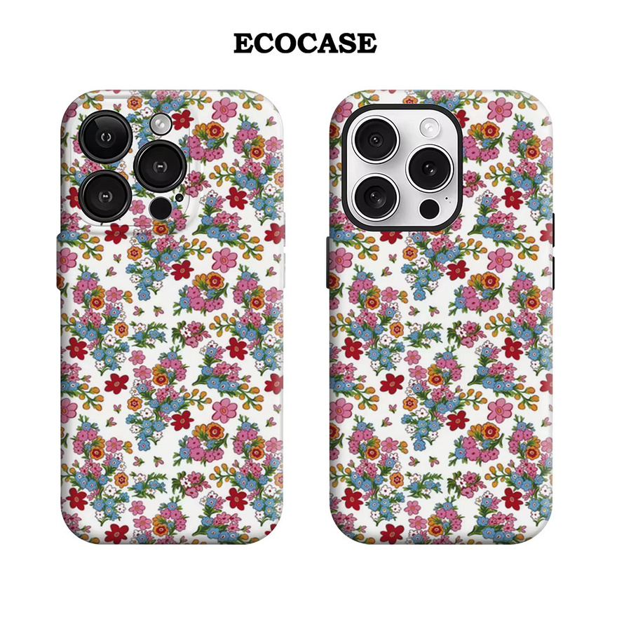 Potdemiel Handyhülle mit mehrfarbigem Blumenmuster für iPhone 17 16 15 14 Pro Max Plus mit doppelschichtiger Rückseite - Bild 2