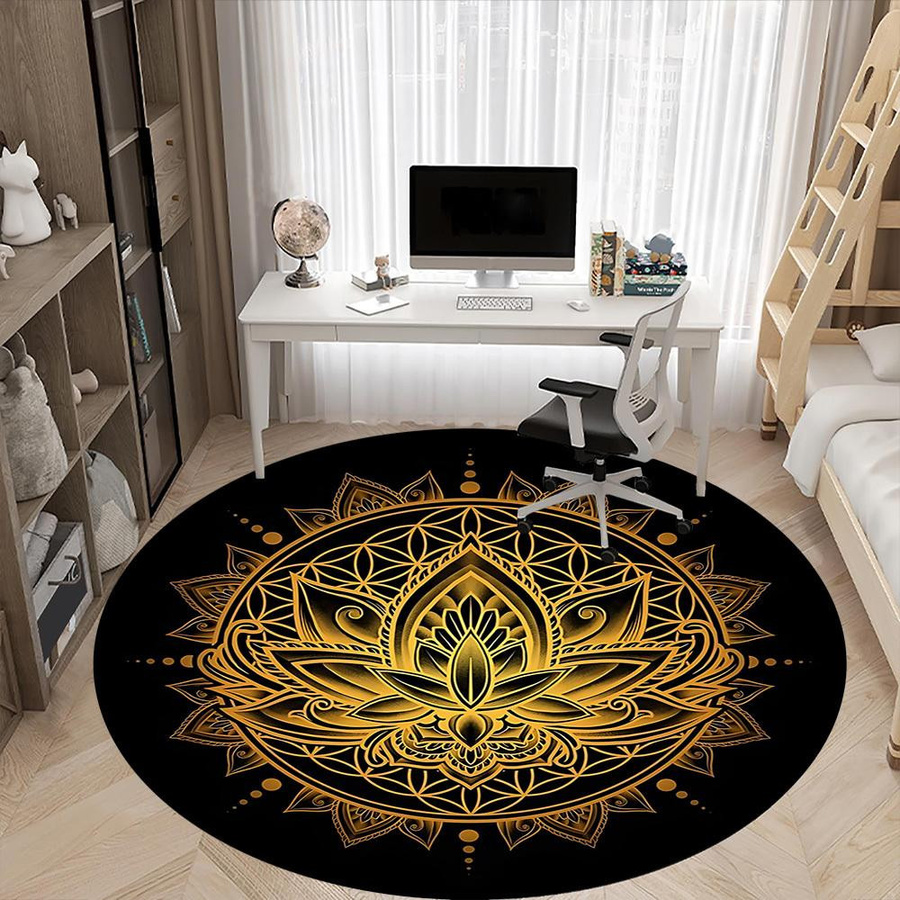 Runder Lotus Mandala Teppich von YglTwo in Multicolour, Durchmesser: 80 cm - Bild 6