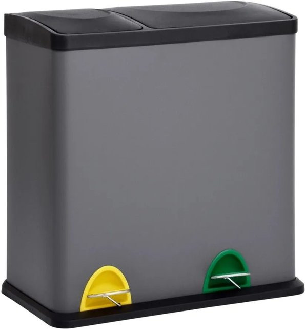 Svita TC2Combo35 Mülleimer mit Trennsystem für die Küche, Grau, 35 Liter (12l + 23l) mit Treteimer und herausnehmbaren Inneneimern - Bild 1