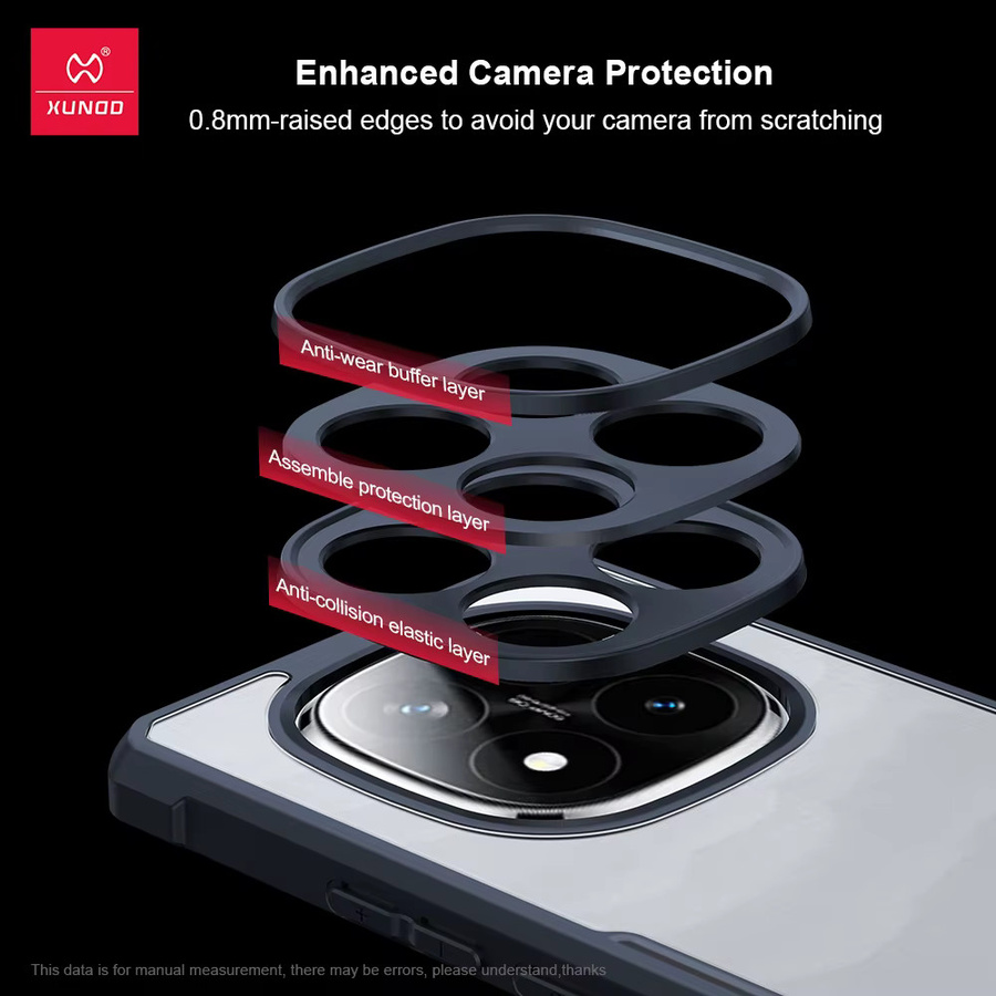 Xundd Schutzhülle für Xiaomi 15 Ultra mit Airbag-Stoßschutz und Kameraschutz, Transparent mit schwarzen Streifen, PC+TPU Material - Bild 3