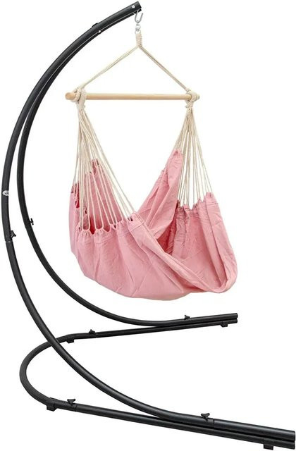 AMANKA XXL-Hängesessel Pink aus Baumwolle mit Gestell, B/T/H: 140 x 160 x 210 cm - Bild 1