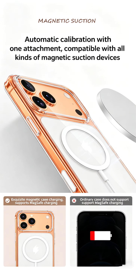 HANNUO Magnetische Schutzhülle für iPhone 17 Pro Max, Transparente Stoßfeste Hülle mit Unterstützung für kabelloses Laden - Bild 1