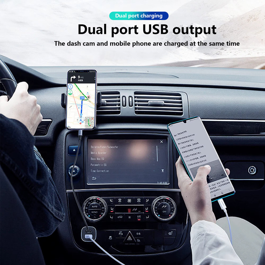 Meiriyfa Dash Cam Stromkabel mit Micro-USB und QC 3.0 Schnellladegerät für das Fahrzeug mit zwei USB-Anschlüssen - Bild 6