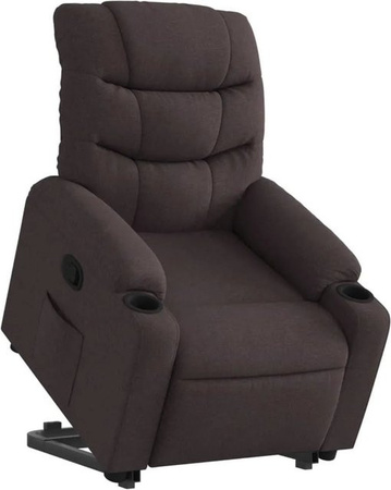 vidaXL Relaxsessel mit Aufstehhilfe in Dunkelbraun aus Stoff mit Armlehnen