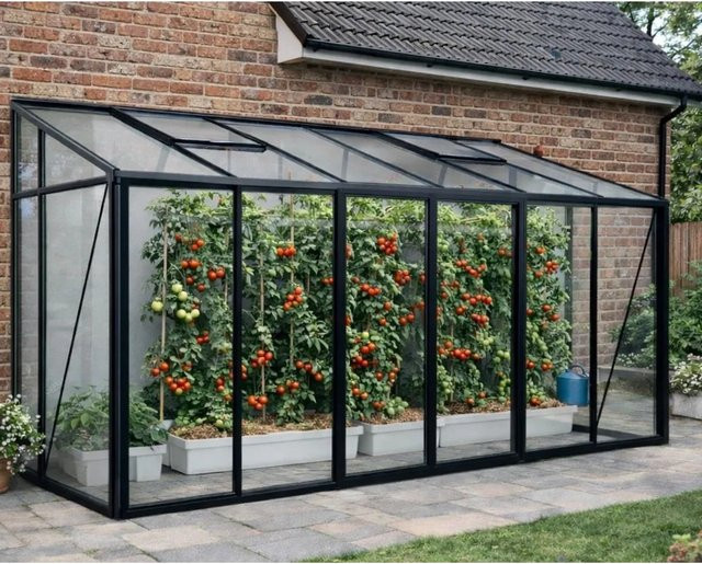 Bloomcabin Wandgewächshaus GHLT10 in Schwarz aus Aluminium und Sicherheitsglas - Bild 1