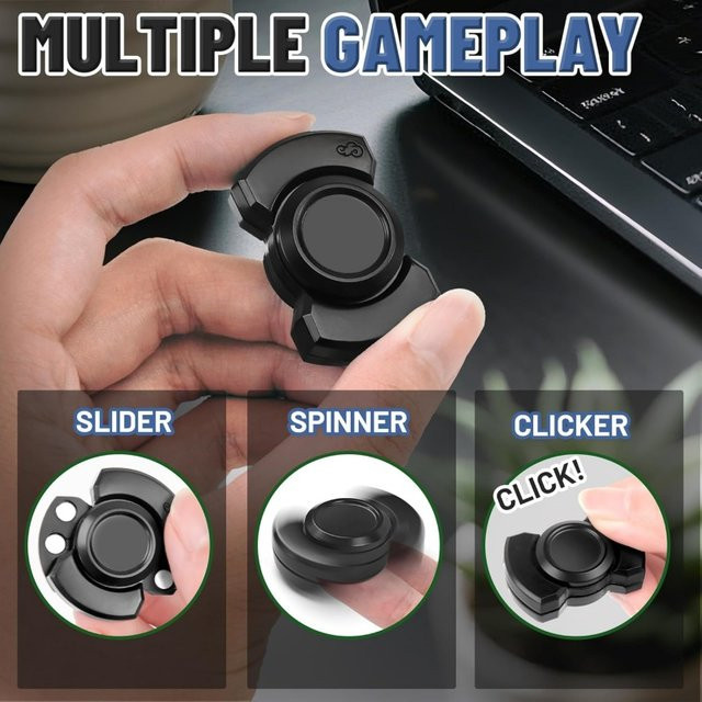 GSF 3-in-1 Fidget Spinner, Metallschieber, Clicker Spinner, Magnetisches EDC Gadget - Bild 1