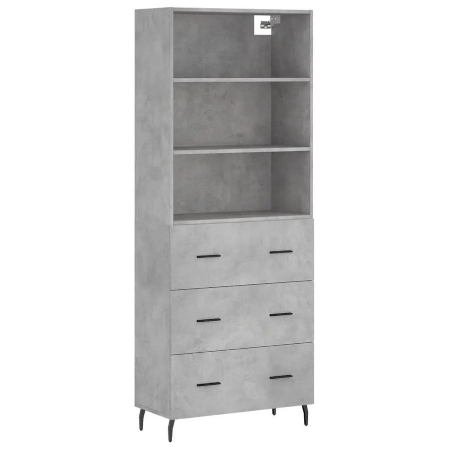 vidaXL Highboard Betongrau aus Holzwerkstoff und Metall B/T/H: 69,5 x 34,0 x 180,0 cm - Bild 2