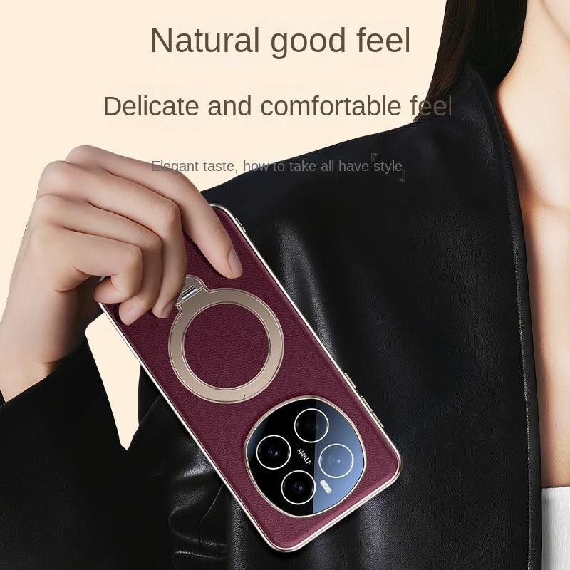 Premium Leder Handyhülle für Honor Magic 7 Pro mit 360 Grad drehbarem Ständer und Linsenschutz - Bild 1