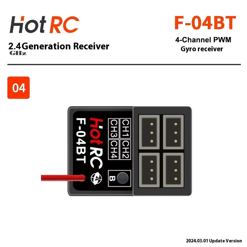 HOTRC 2.4GHz Empfänger F-04A F-06AT mit Gyro-Lichtsteuerung in Schwarz für CT-4A CT-6A CT-8A HT-8A DS600 Fernbedienung-Sender - Bild 2