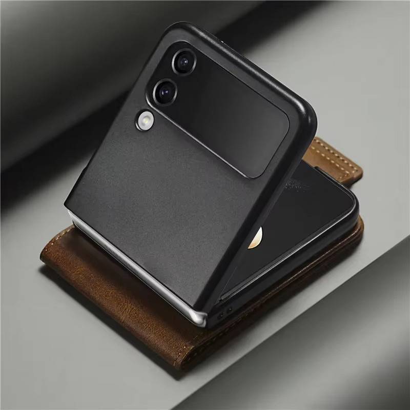 EUCAGR Magnetische Leder-Brieftasche als Kartenhalter und Schutzhülle für Samsung Galaxy Z Flip 3 4 5 6 7 in Blau oder Braun - Bild 2