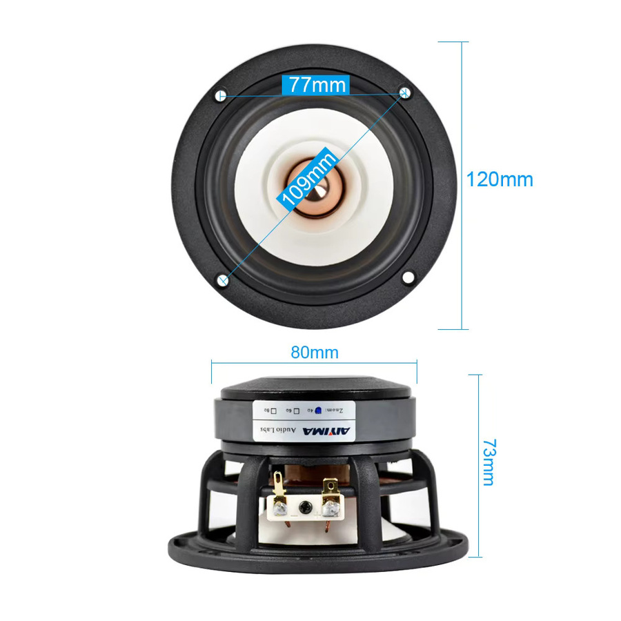 AIYIMA 4 Zoll Breitbandlautsprecher Schwarz 30W 4/8 Ohm HIFI Lautsprecher für Desktop und Regal-Audio DIY - Bild 2