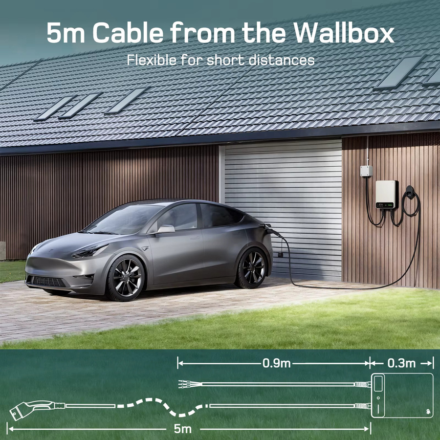 dé Wallbox 7 kW Heimladestation Weiß mit App, 32 A, 1 Phase, Typ 2 Ladekabel (5 m oder 7,5 m) und Stromzähler - Bild 5