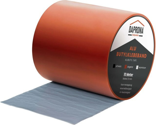 Daprona Butylband Dichtband in Ziegelrot und Silber, Breite: 150 mm, Länge: 10 m - Bild 1