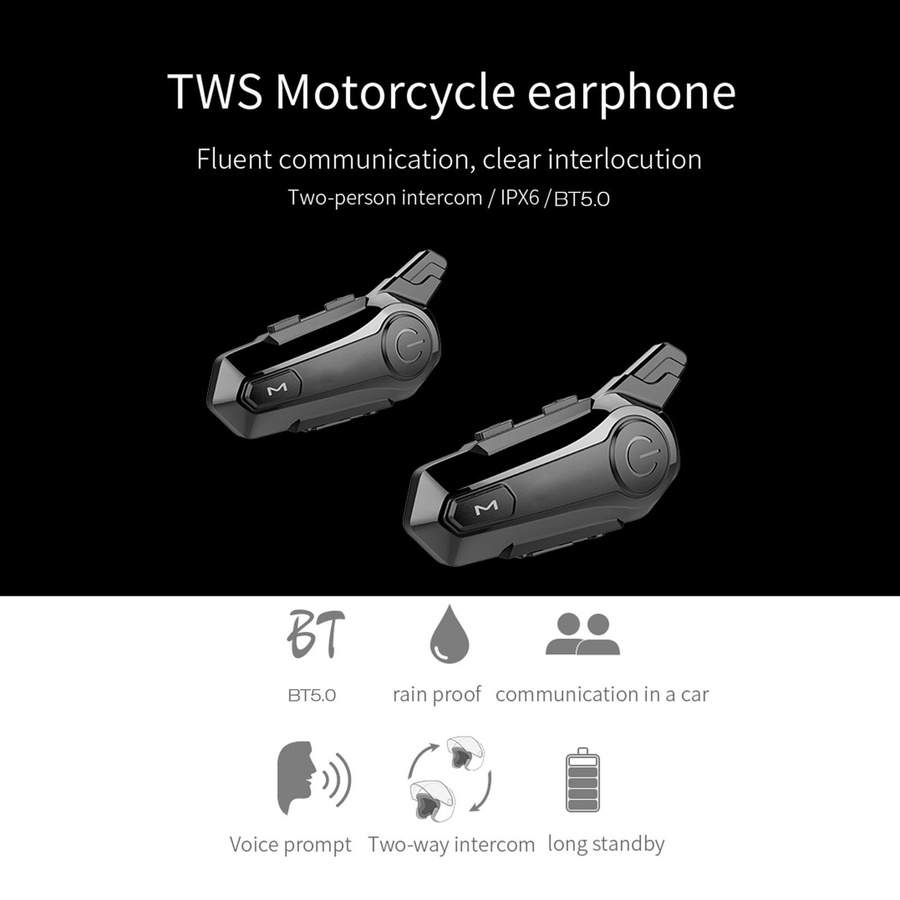 Wasserdichte Bluetooth Motorrad-Gegensprechanlage mit Helm-Headset für ATV in Schwarz - Bild 6