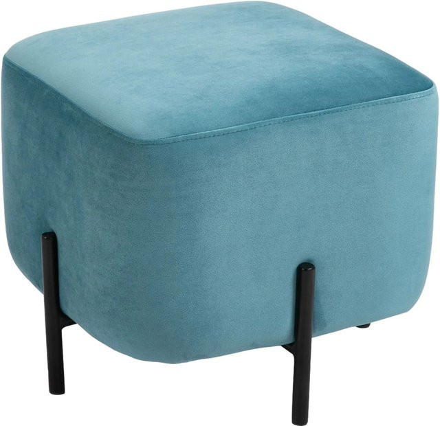 HOMCOM Fußhocker in Türkis mit modernem Design aus Polyester und Stahl, B/T/H: 44,5 x 44,5 x 41,5 cm - Bild 1