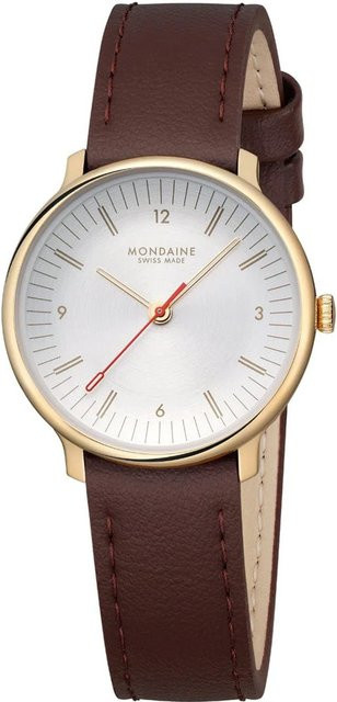 Mondaine Damenuhr, Quarz, Edelstahl, 33 mm, Leder, Weiß, 5 ATM - Bild 1