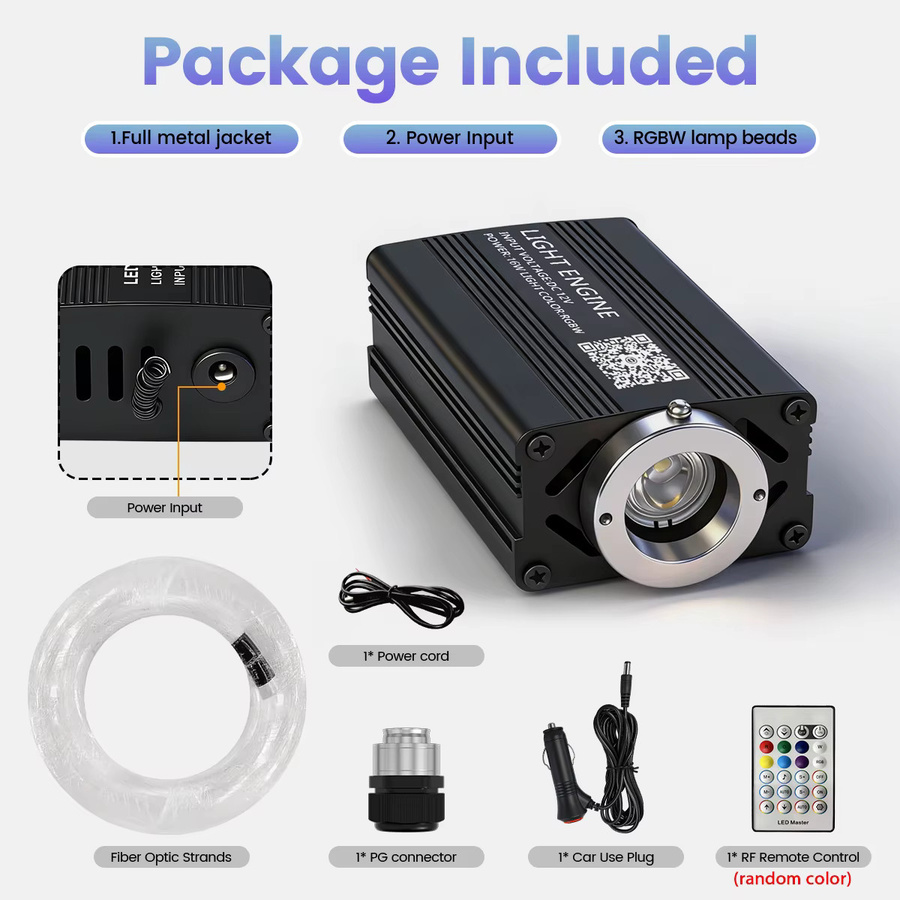 VASTFIRE Mini 16W RGBW Glasfaser-Beleuchtung in Multicolour mit App-Steuerung und Musikaktivierung für Auto und Zuhause - Bild 5