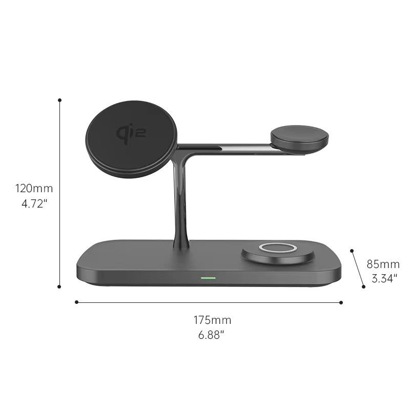 TIMESS 3 in 1 Wireless Schnellladegerät 15W für iPhone, Apple Watch und AirPods in Schwarz - Bild 3