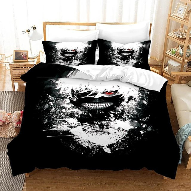 Bettwäscheset Tokyo Ghoul Kaneki Ken mit Bettbezug und Kissenbezug, Schwarz, B/H: 70 x 133 cm - Bild 1
