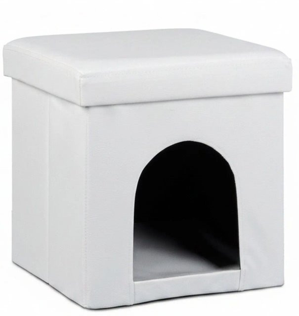 Relaxdays Hundebox Sitzhocker aus Kunstleder in Weiß, faltbar, B/T/H: 38 x 38 x 38 cm - Bild 1