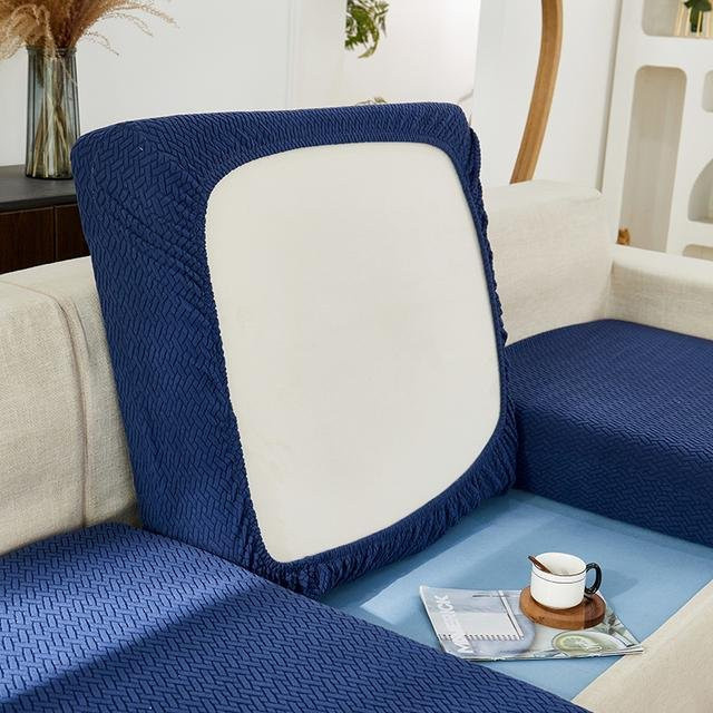 S-EMIGA Universal-Sofabezug in Blau, rutschfester L-förmiger Stretch-Ersatzbezug aus Jacquard-Polyester für dein Sofa - Bild 1