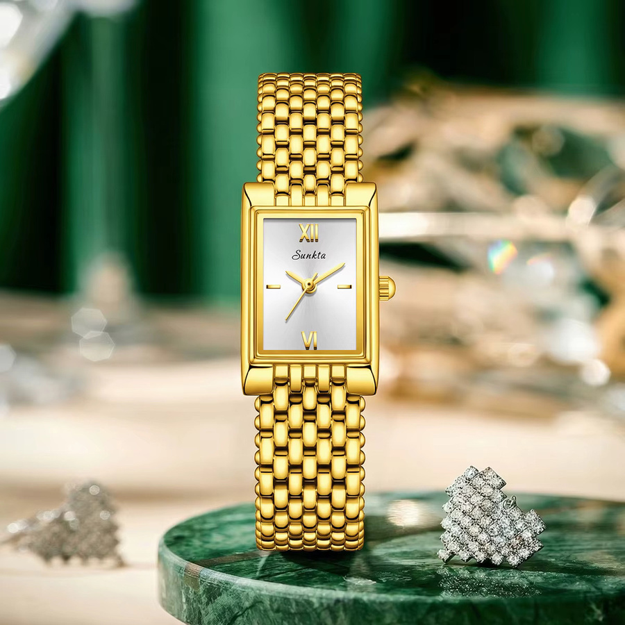 SUNKTA Armbanduhr Quarz, Edelstahl, Gold, Damen - Bild 3