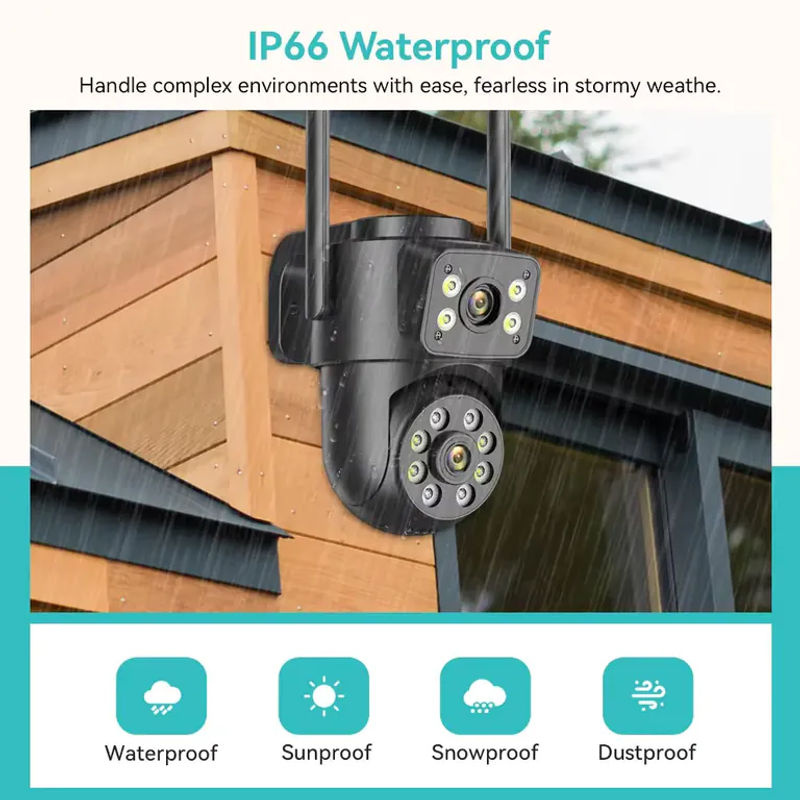 HAMROLTE 8MP PTZ WLAN-Kamera-Set mit zwei Objektiven, 10-Kanal Funküberwachungssystem für den Außenbereich mit Zwei-Wege-Audio und Nachtsicht, kompatibel mit der iCSee App - Bild 4