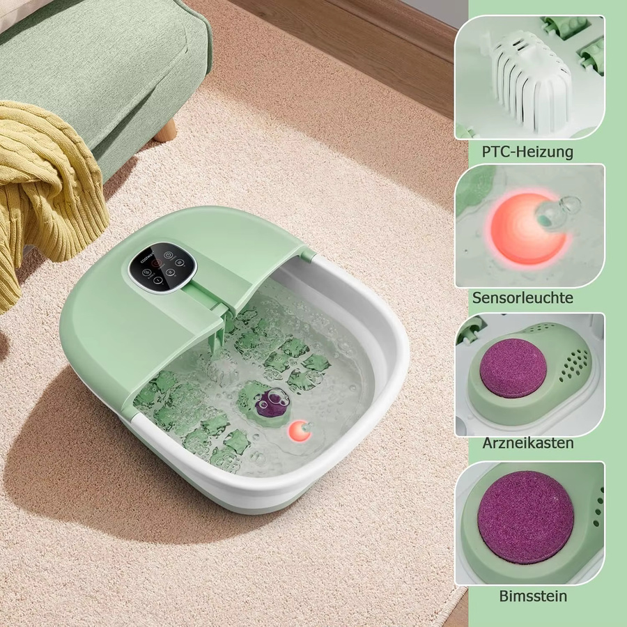 GOFLAME Elektrisches Fußbad-Massagegerät, faltbar, mit Heizung und Blasenmassage - Bild 4