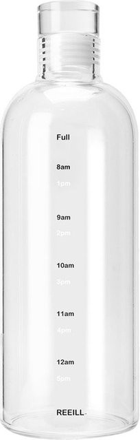 Leitegals Glaswasserbecher mit Zeitmarkierung und Verschlussdeckel, transparent, 750 ml - Bild 1