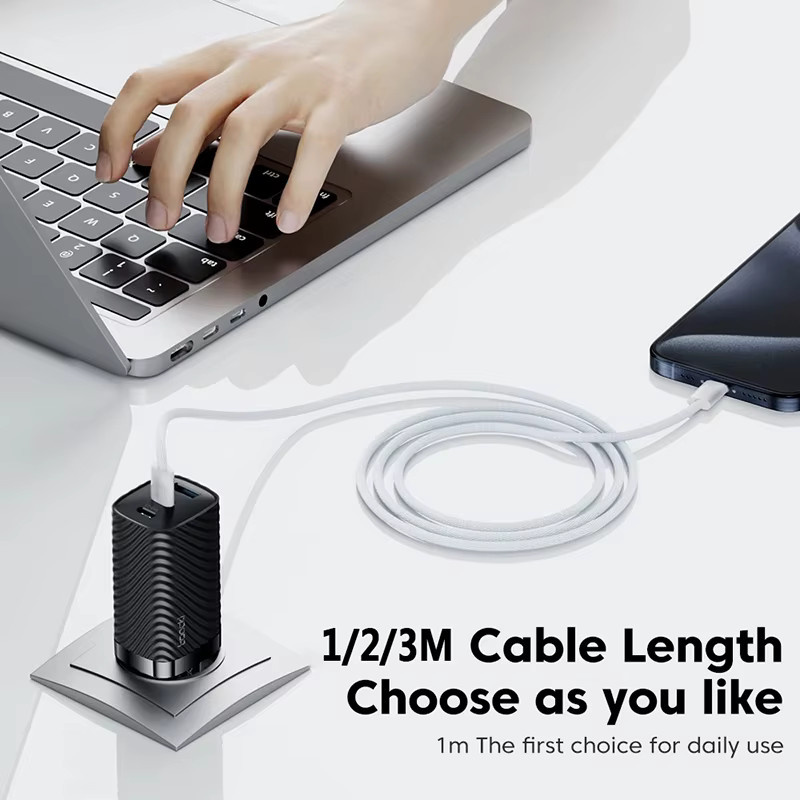 USB-C auf USB-C Ladekabel 60 W für Apple iPhone 15, Huawei, Xiaomi und Samsung, lila geflochtenes Kabel - Bild 4