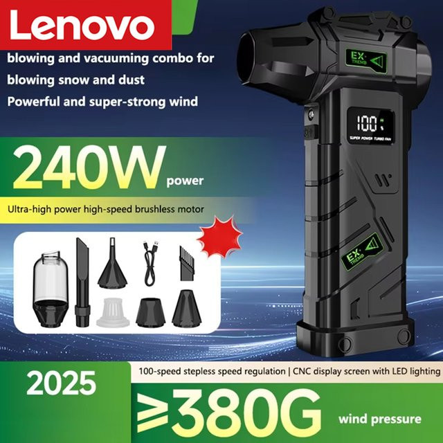 Lenovo Gebläse-Ventilator mit bürstenlosem Motor in Schwarz für Haartrocknung und Staubentfernung - Bild 1