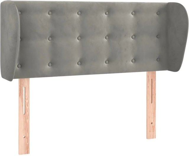 vidaXL Kopfteil mit Ohren in Hellgrau aus Samt, B/T/H: 93 x 23 x 78/88 cm - Bild 1