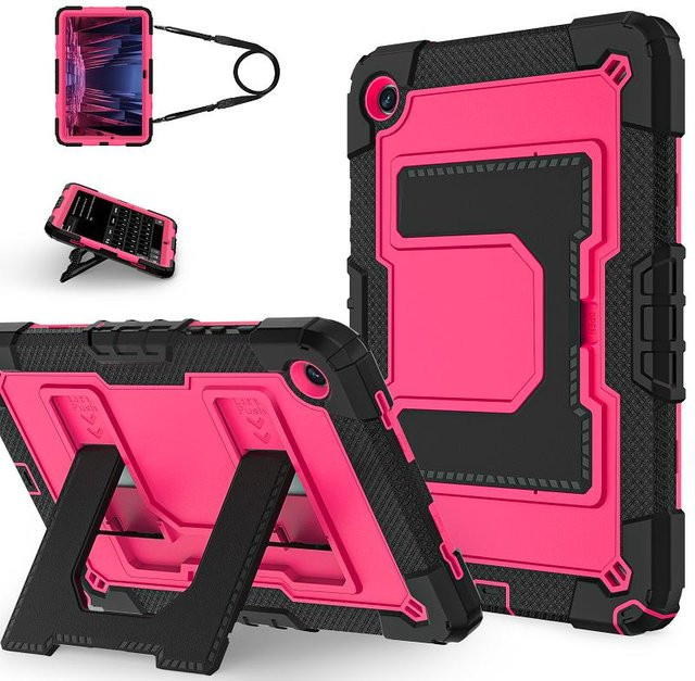Stoßfeste Hybrid-Schutzhülle für Samsung Galaxy Tab A11 Plus und Tab A9 8.7 in Pink mit Ständerfunktion aus PC und Silikon - Bild 1
