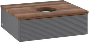 V&B Waschtischunterschrank Antao mit Frontstruktur und Beleuchtung, Anthrazit lackiert, B: 60 cm, T: 50 cm, H: 50 cm - Bild 1