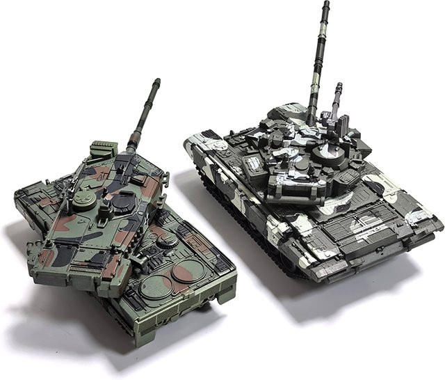 yikesong Militär Serie M1A2 Leopard 2A7 T-90 Kampfpanzer, Spielzeug Fahrzeuge - Bild 1