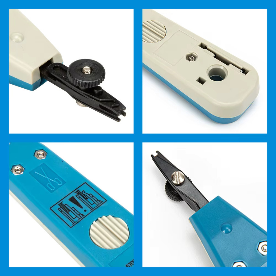 Punch-Down-Werkzeug mit Stahlklinge und ergonomischem Griff in Blau für Keystone Jack Patch Panel Cat5e Cat6 inklusive integriertem Drahthaken - Bild 2