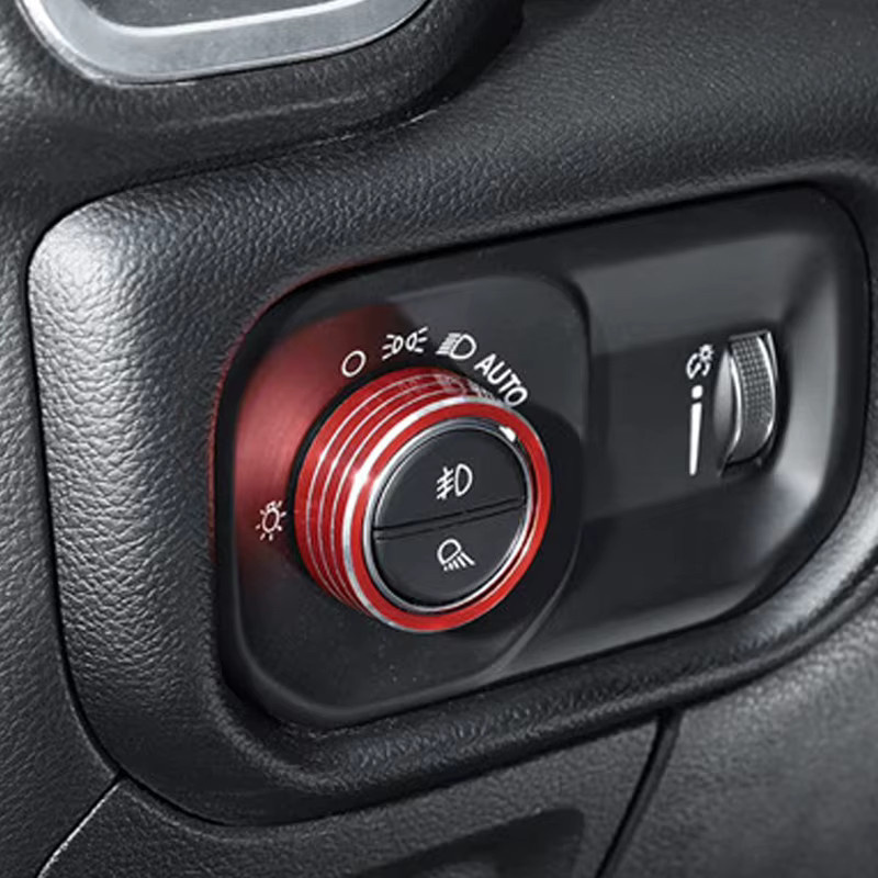 Kosero Scheinwerfer Einstellknopf Dekoration Ring Trim Abdeckung für Dodge RAM 2018-2020 in Rot - Bild 2