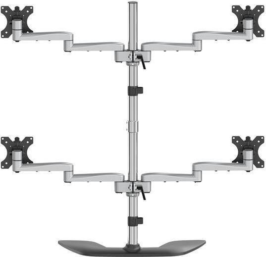 StarTech.com ARMQUADSS Monitorhalterung für vier Bildschirme bis 32 Zoll, Silber, VESA 100 x 100 mm, Stahl und Aluminium - Bild 1