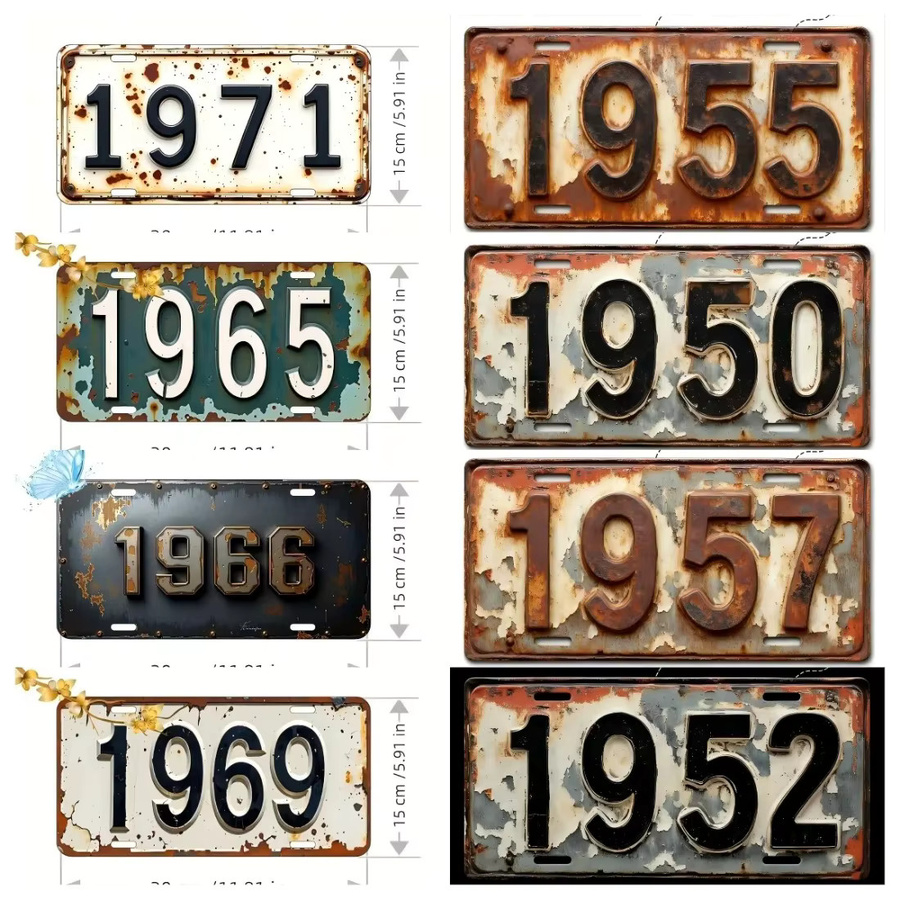 CIFBUY 1980 Vintage Aluminium-Autokennzeichen in Silber, poliertes Metall-Nummernschild zur Wand- und Autodekoration - Bild 1