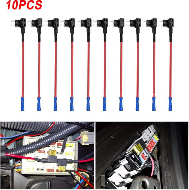 10 Stück kebidumei Add-a-Circuit TAP-Adapter für Auto-Sicherungshalter in Schwarz, passend für Mikro-, Mini-, Standard- und ATM-Flachsicherungen für Autos und Vans - Bild 1