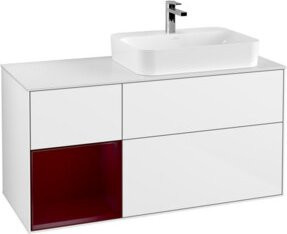 V&B Waschtischunterschrank Finion mit Wandbeleuchtung, Farbe: Weiß lackiert, Breite: 120 cm - Bild 1