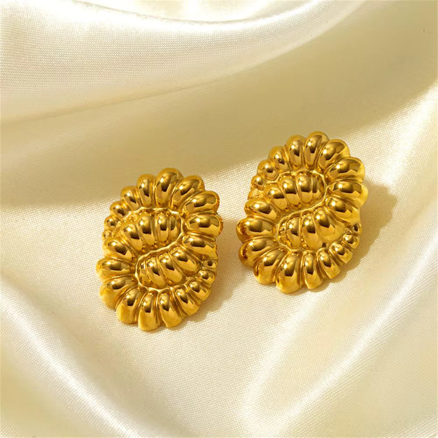 Erpels Ohrstecker Edelstahl, Gold Farbe, Spirale Textur, Damen - Bild 2