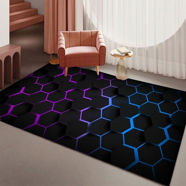 Sechseckiger Gaming-Teppich Lodestar in Multicolour, ergonomisches Design für dein Gaming-Setup, weiche Teppichmatte aus Polyester, B/T: 60 x 40 cm - Bild 1
