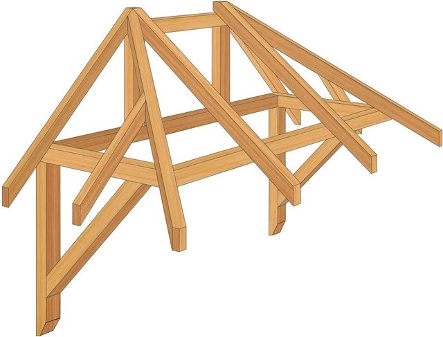 Roro Vordach V162 aus Fichte in Braun, B: 180,5 cm, T: 98 cm - Bild 1