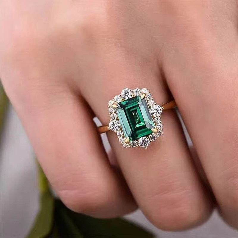 Huitan Ring, Gold, Grüne Zirkonia, Damen - Bild 3