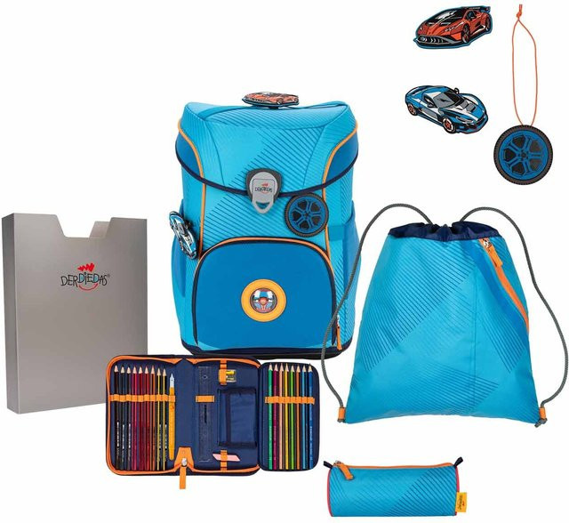 DerDieDas ErgoFlex EASY Exklusiv Superflash Schulrucksack-Set 5-teilig mit Sportbeutel in Blau/Grün - Bild 1