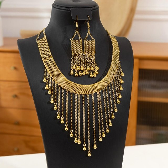 Lucky Star Jewelry Schmuck-Set, Halskette, Ohrringe, Gold, Zirkonia, Kristall, Vintage - Bild 1